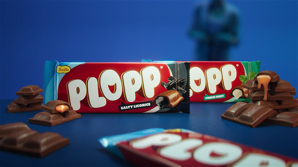 Cloetta Plopp 3d package for Idol Billboard, TV4. Film production company Magoo Film