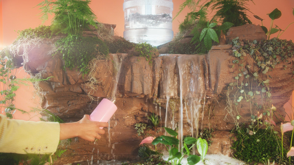 Inhouse waterfall for drinking, with plants. VFX job by Magoo VFX